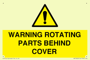 WARNING ROTATING PARTS BEHIND COVER